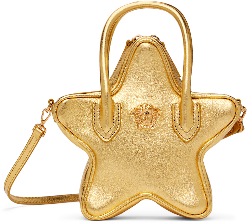 Versace Kids Gold 'la Medusa' Star Crossbody Bag In Oro-oro