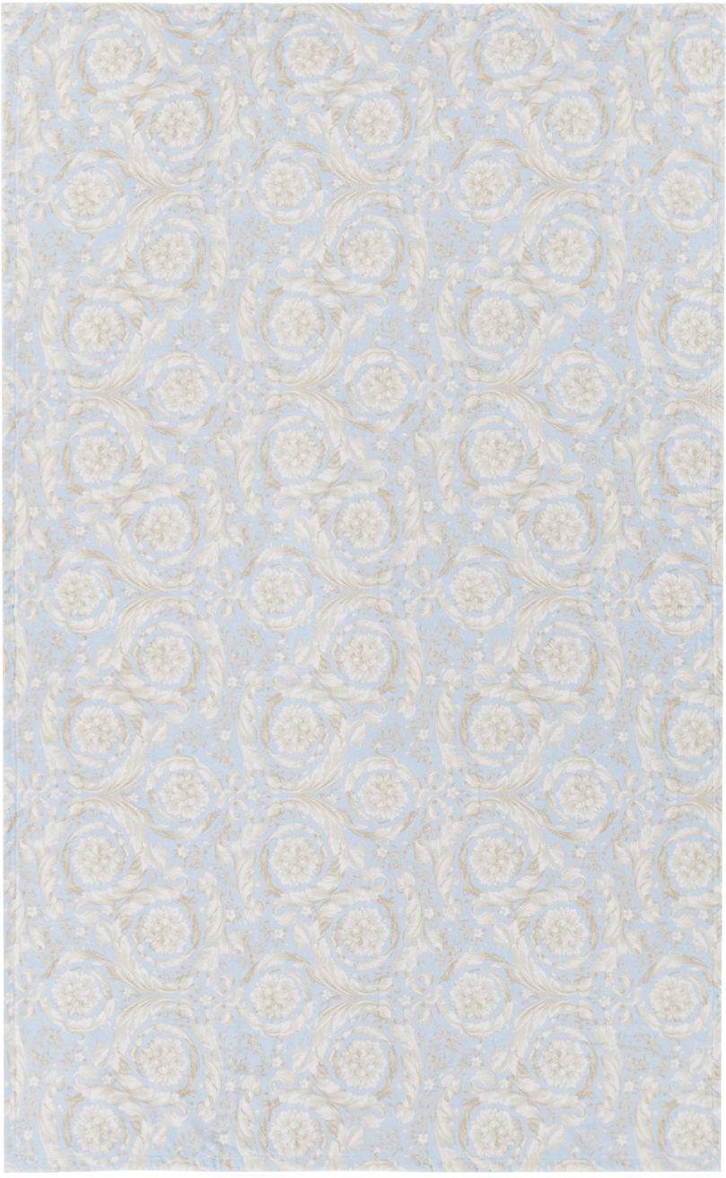 Versace Blue & Beige Barocco Floor Basket Towel Set, 5 Pcs In 5ub30