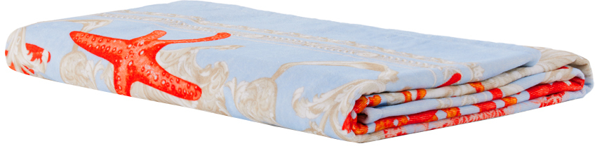 Versace Blue Barocco Sea Beach Towel In 5ub20