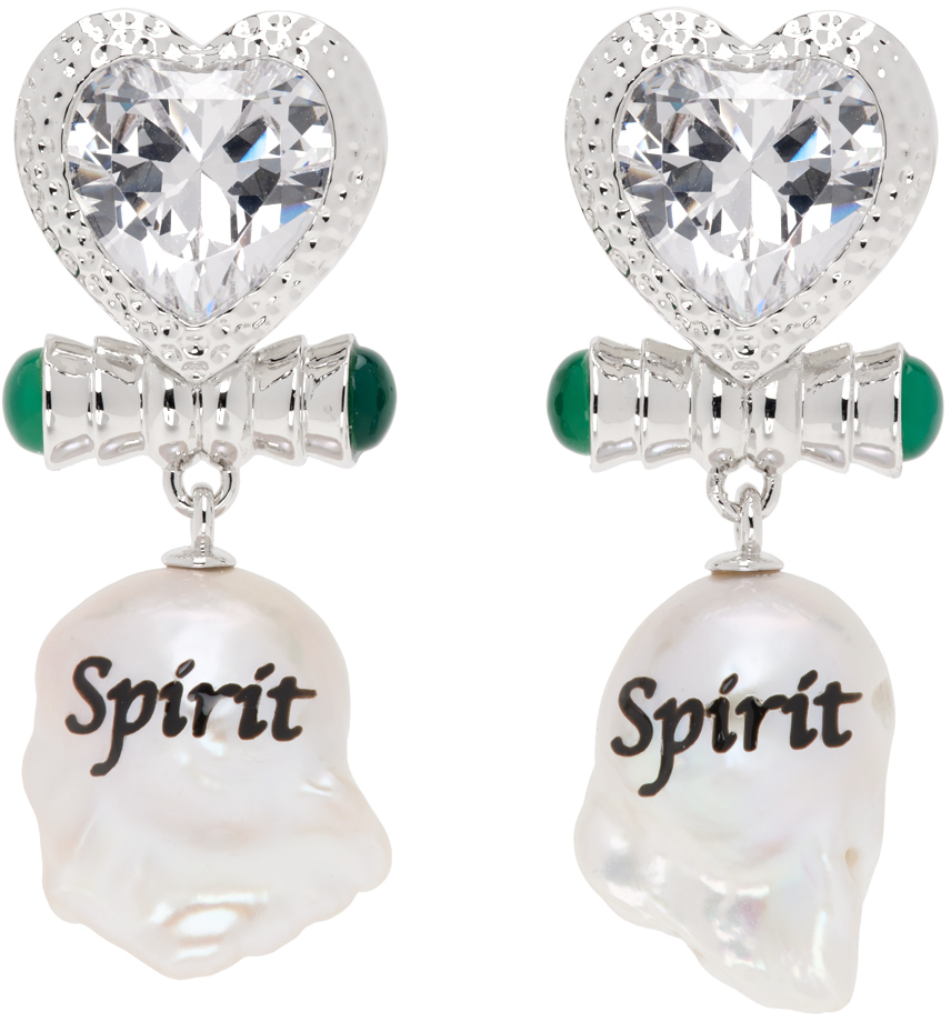 Silver & White 'Spirit' Pearl Drop Earrings