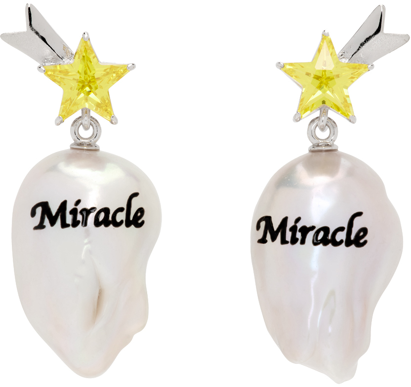 Shop Jiwinaia Silver & Yellow 'miracle' Pearl Earrings