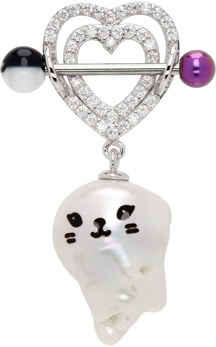 Silver Kitten Baroque Pearl Single Earring