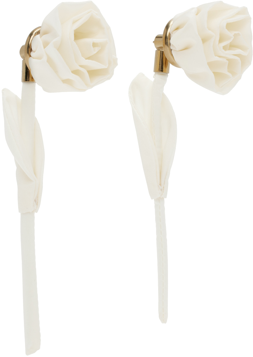 Simone Rocha Off-white Rose Earrings In Cream