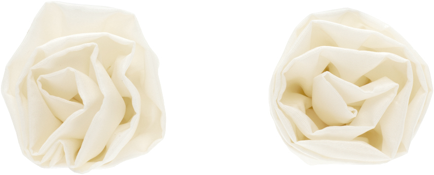 Shop Simone Rocha Off-white Rose Stud Earrings In Cream