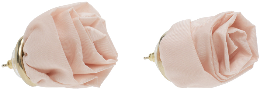 Simone Rocha Pink Rose Stud Earrings In Rose