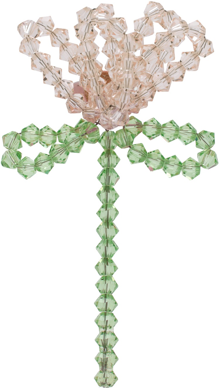 Shop Simone Rocha Pink & Green Cluster Crystal Flower Single Ear Cuff In Nude/mint