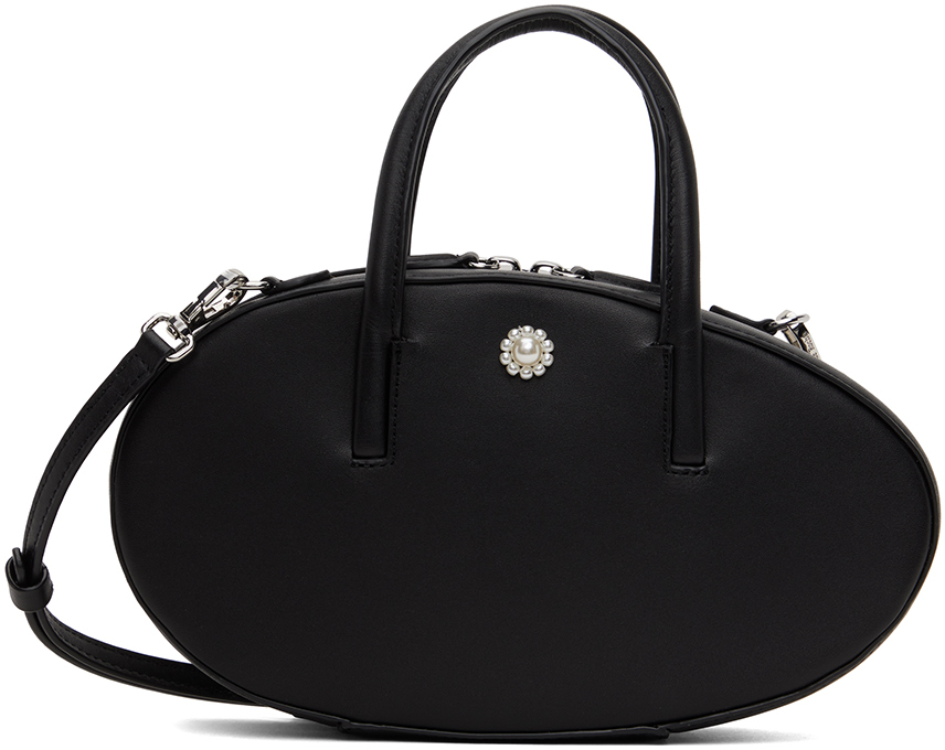 Shop Simone Rocha Black Egg Case Bag In Bag/pearl