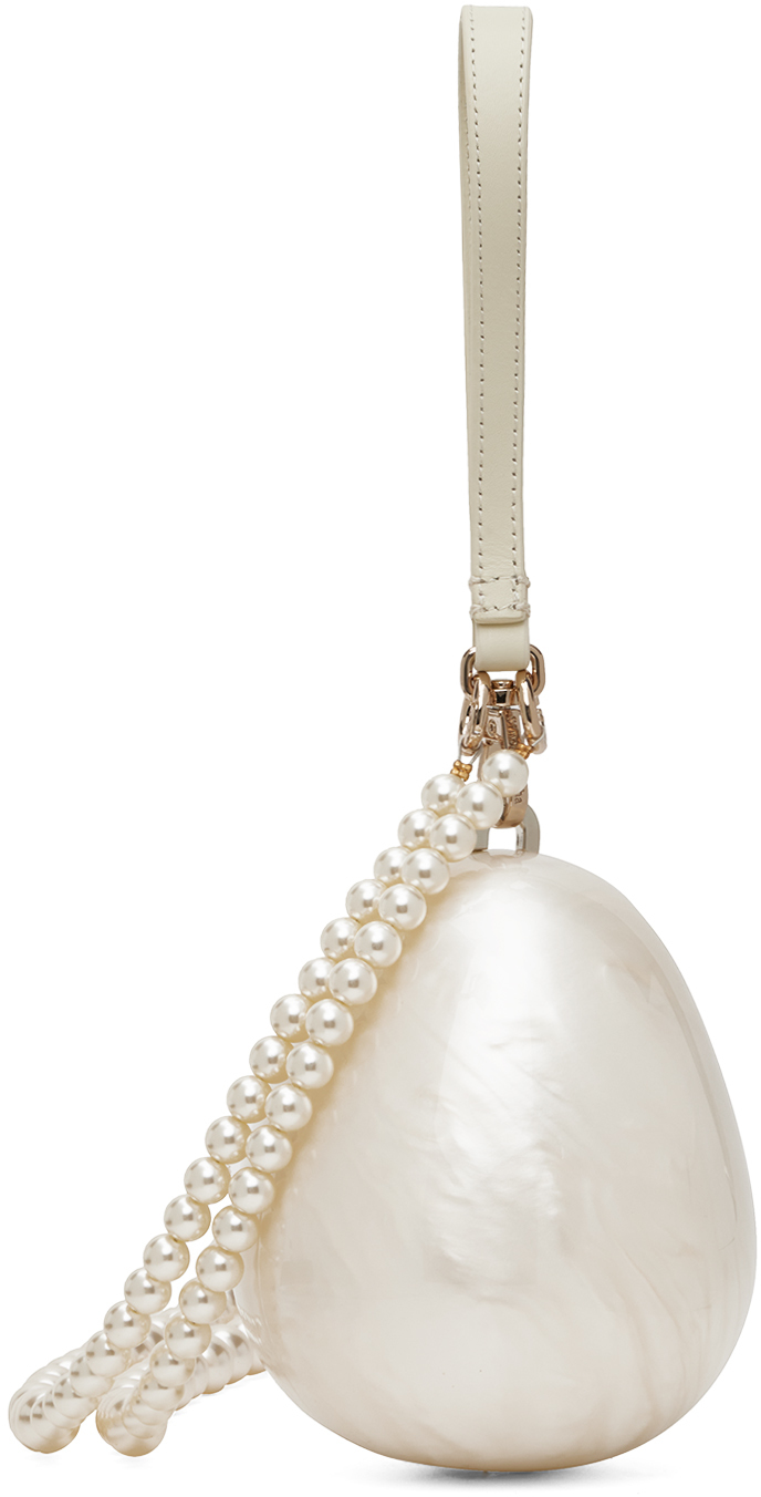 Simone Rocha Off-white Micro Pearl Egg Bag In Pearl/pearl