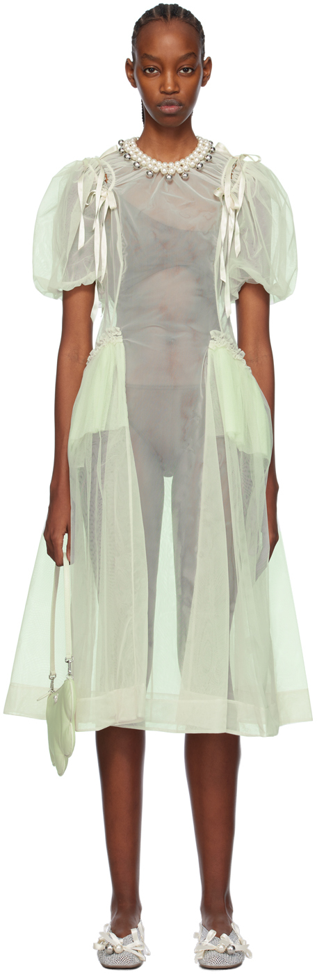 Robe Simone Rocha Blanche Taille L - Style évasé, Longueur Genou - Neuf Avec Imperfections