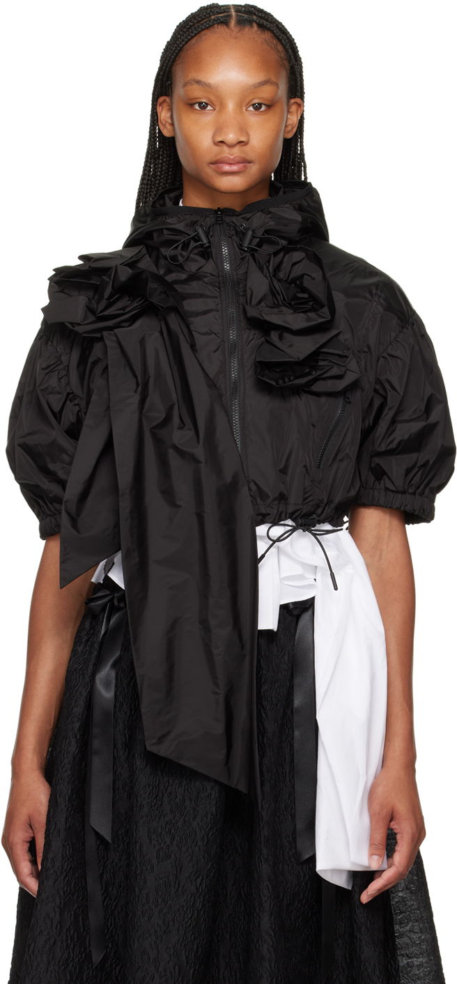 Simone Rocha: Black Pressed Rose Jacket | SSENSE