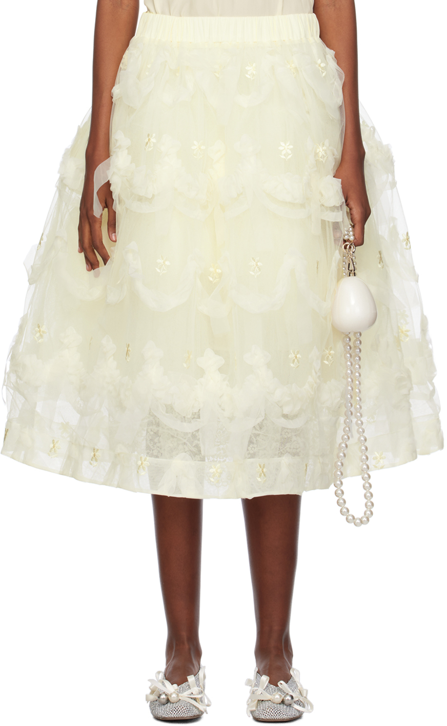 Simone Rocha Off-white Layered Cake Midi Skirt In Cream/cream
