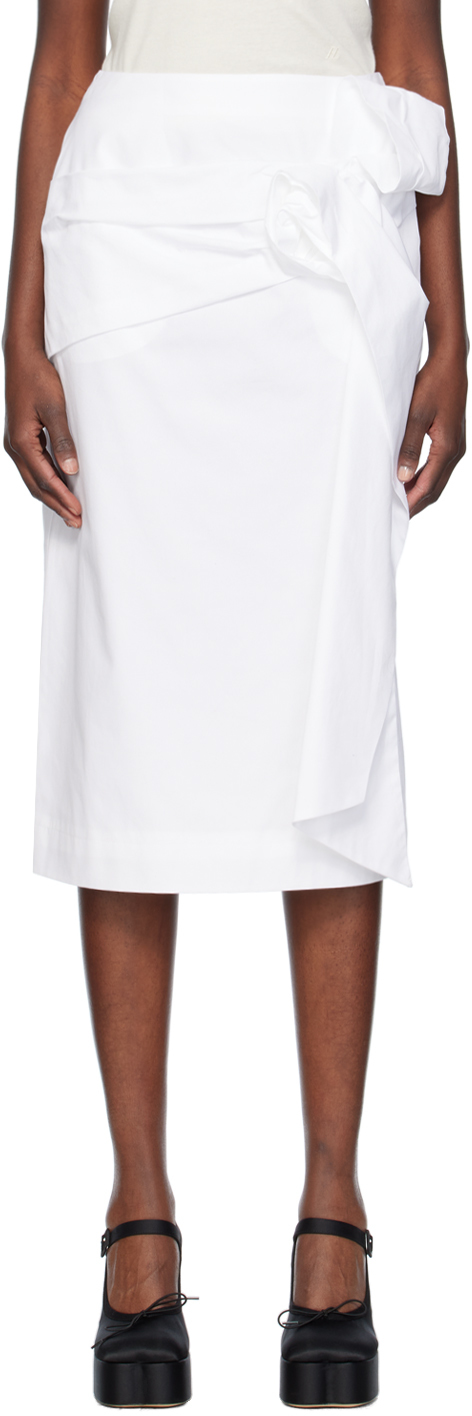 Shop Simone Rocha White Pressed Rose Midi Skirt