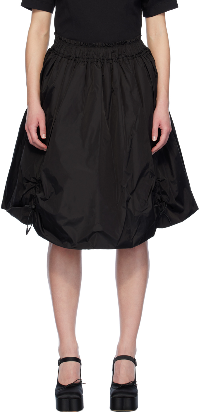 Black Ruched Midi Skirt