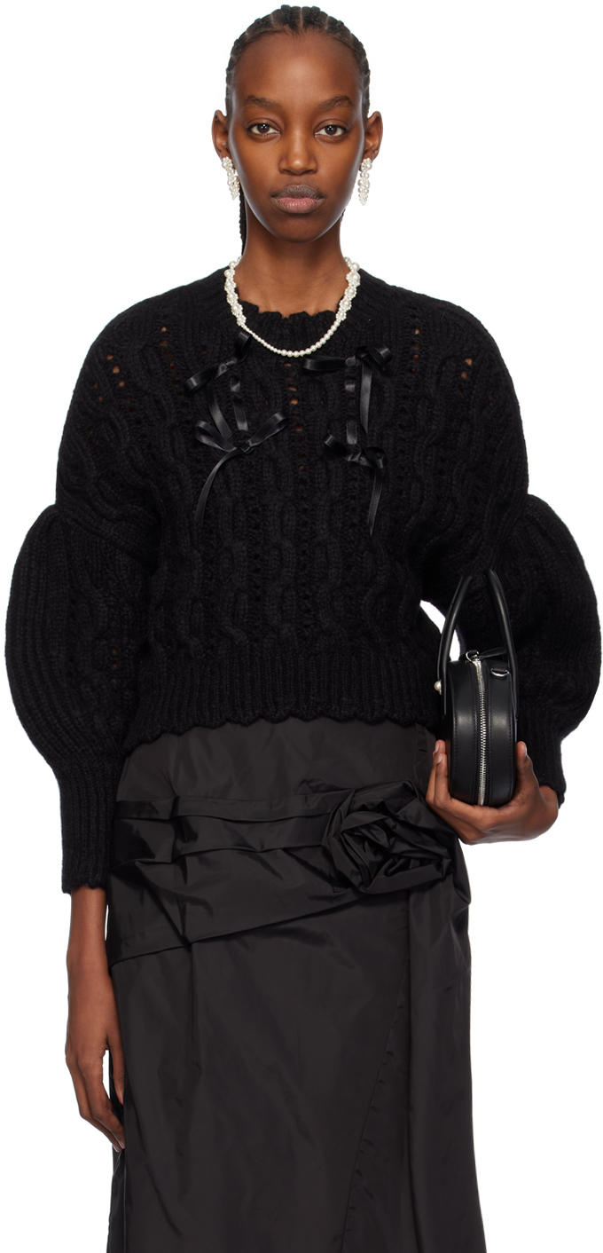 Shop Simone Rocha Black Ribbon Sweater In Black/black