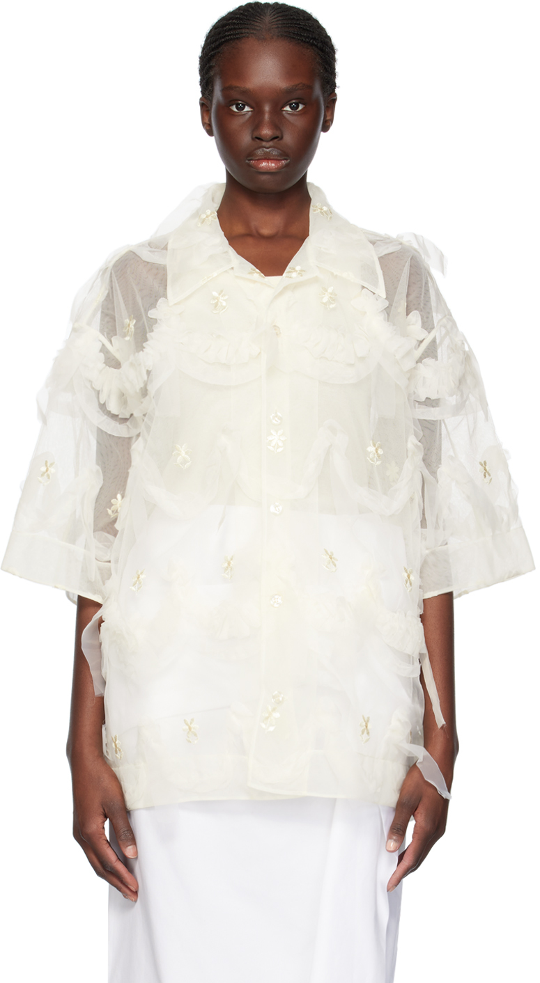 Shop Simone Rocha Off-white Relaxed Shirt In Cream