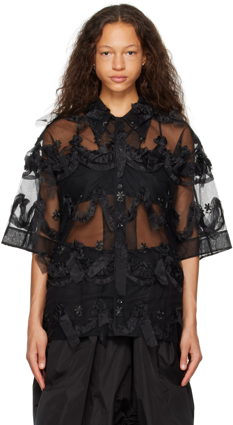 Black Relaxed Shirt by Simone Rocha on Sale