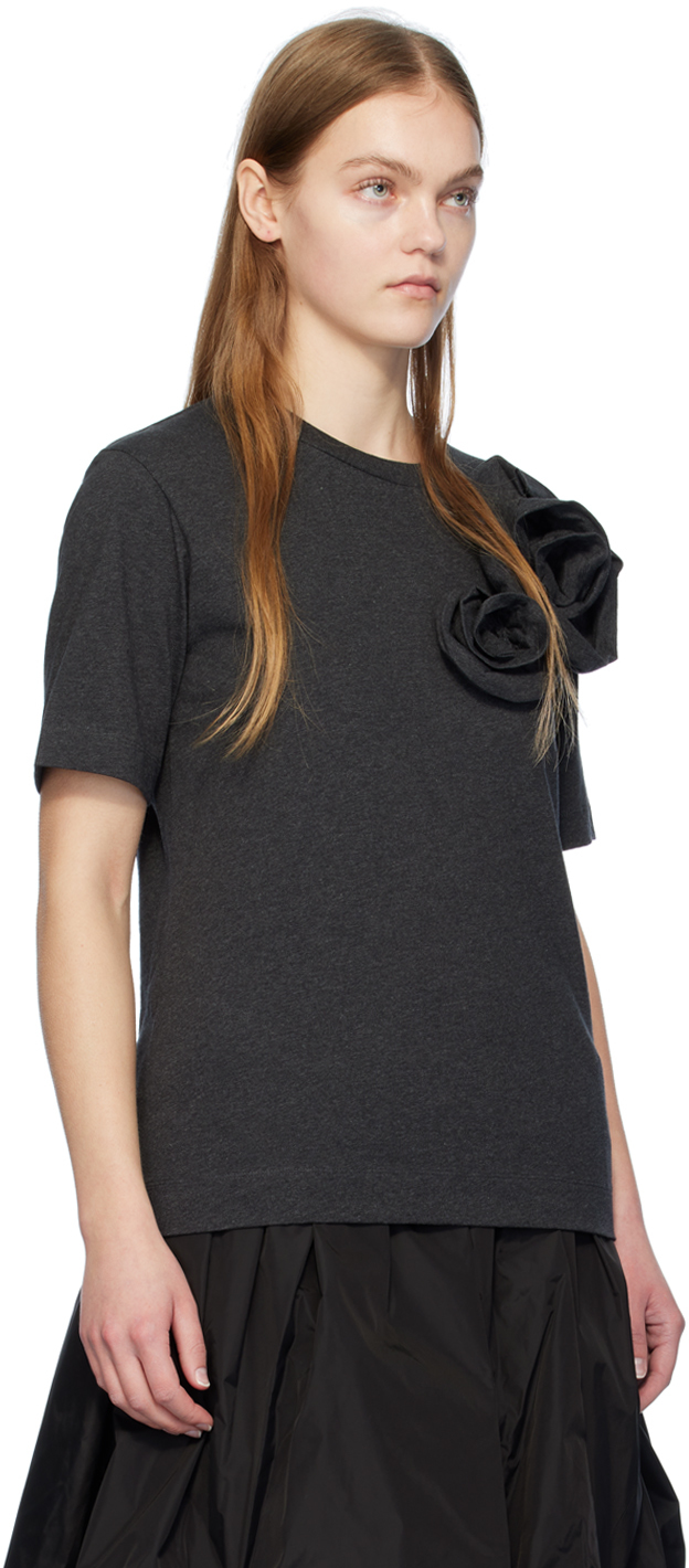 SIMONE ROCHA GRAY PRESSED ROSE T-SHIRT 