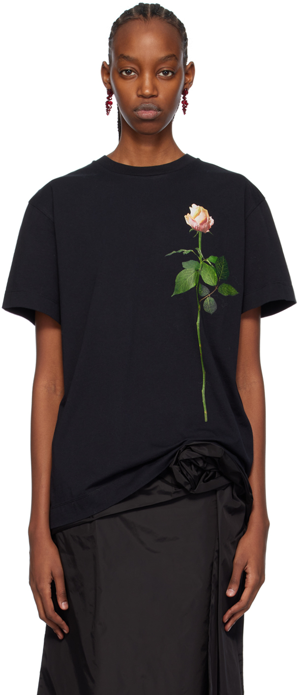 Shop Simone Rocha Black Rose T-shirt