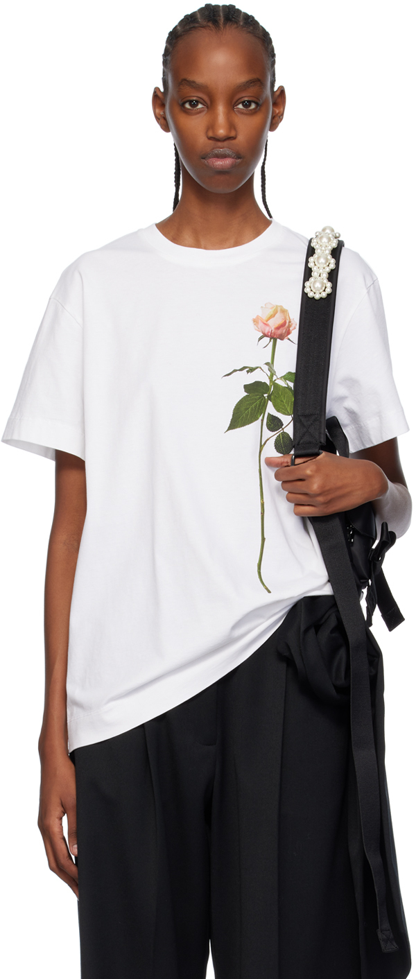 Simone Rocha White Rose T-shirt In Weiss
