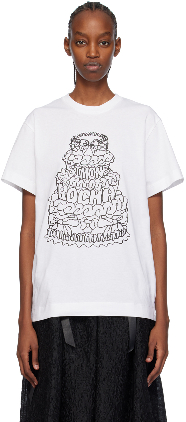 Shop Simone Rocha White Cake T-shirt In White/black