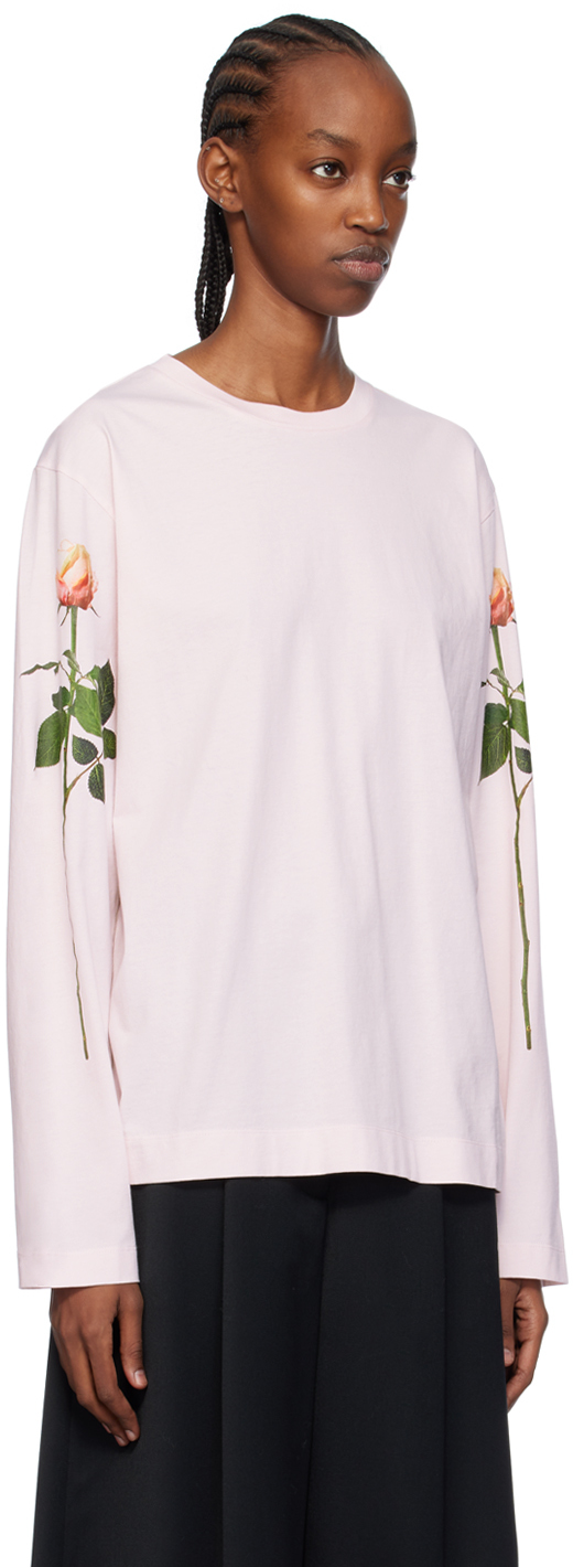 Simone Rocha Pink Rose Long Sleeve T-Shirt | Smart Closet