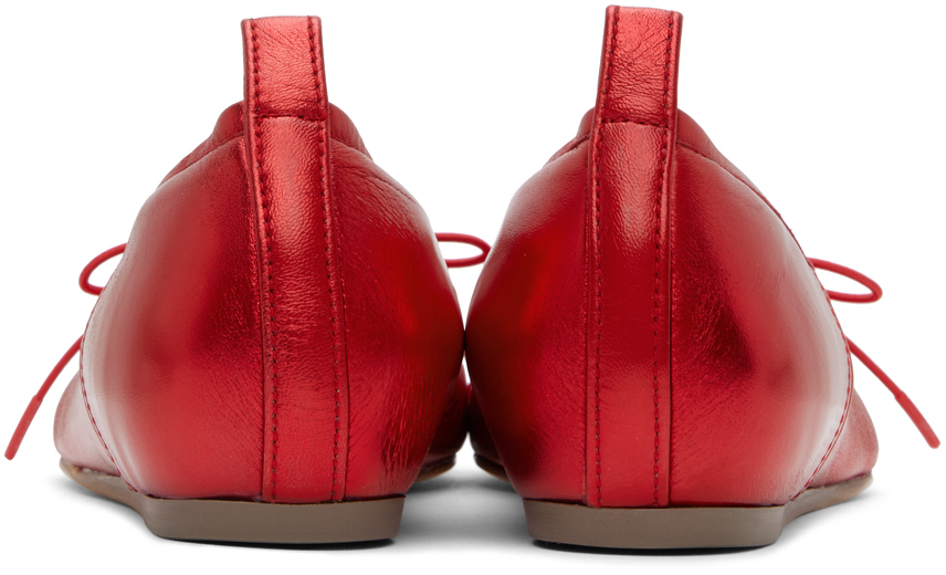 Simone Rocha Red Classic Logo Band Ballerina Flats In Red