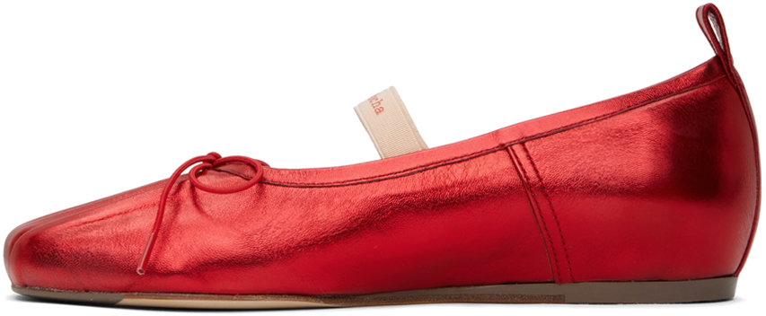 Simone Rocha Red Classic Logo Band Ballerina Flats In Red