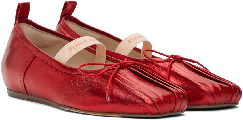 Simone Rocha Red Classic Logo Band Ballerina Flats In Red