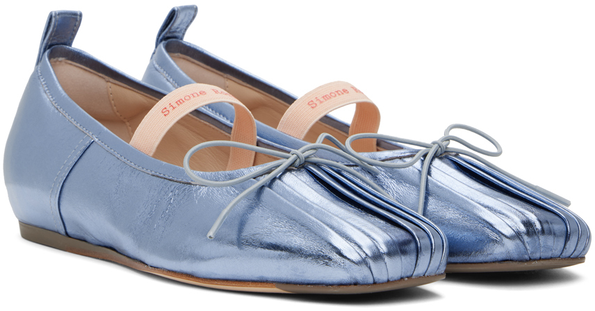 Simone Rocha Blue Classic Logo Band Ballerina Flats In Baby Blue