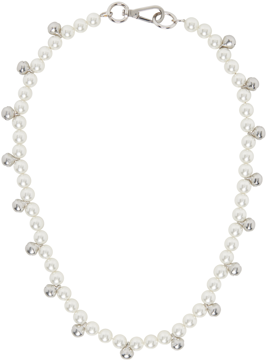 Shop Simone Rocha White Bell Charm & Pearl Necklace