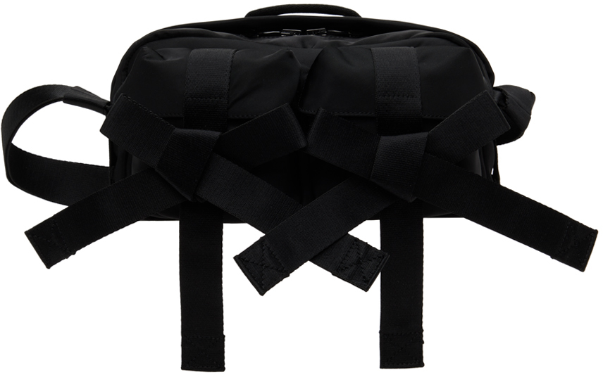 Shop Simone Rocha Black Beaded Classic Bow Crossbody Bag In Black/pearl