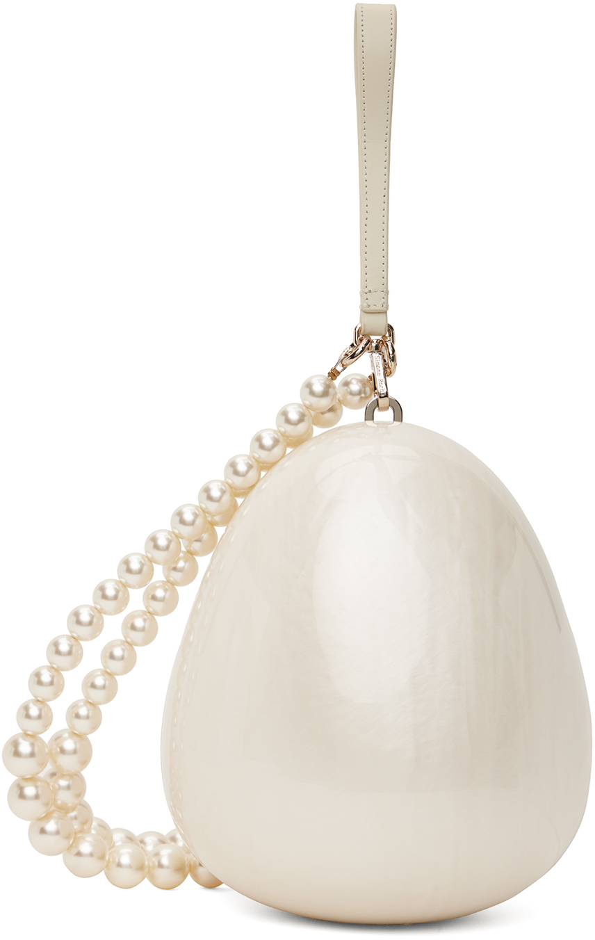 Simone Rocha Off-white Large Egg Bag In Pearl/pearl
