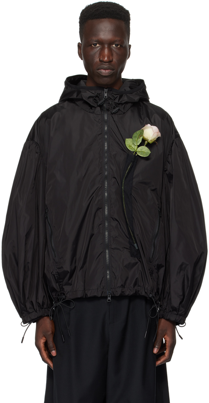 Shop Simone Rocha Black Puff Sleeve Jacket In Black/black
