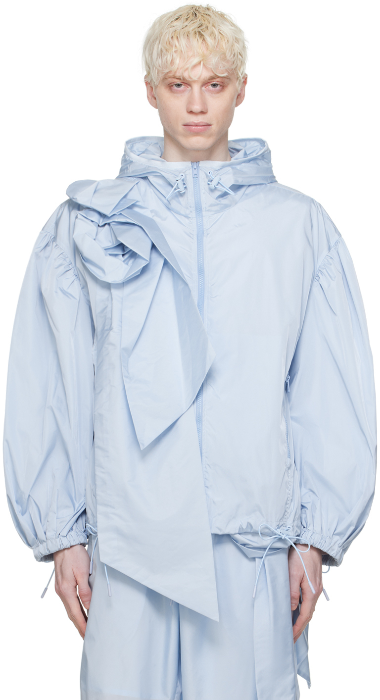 Shop Simone Rocha Blue Pressed Rose Jacket In Baby Blue