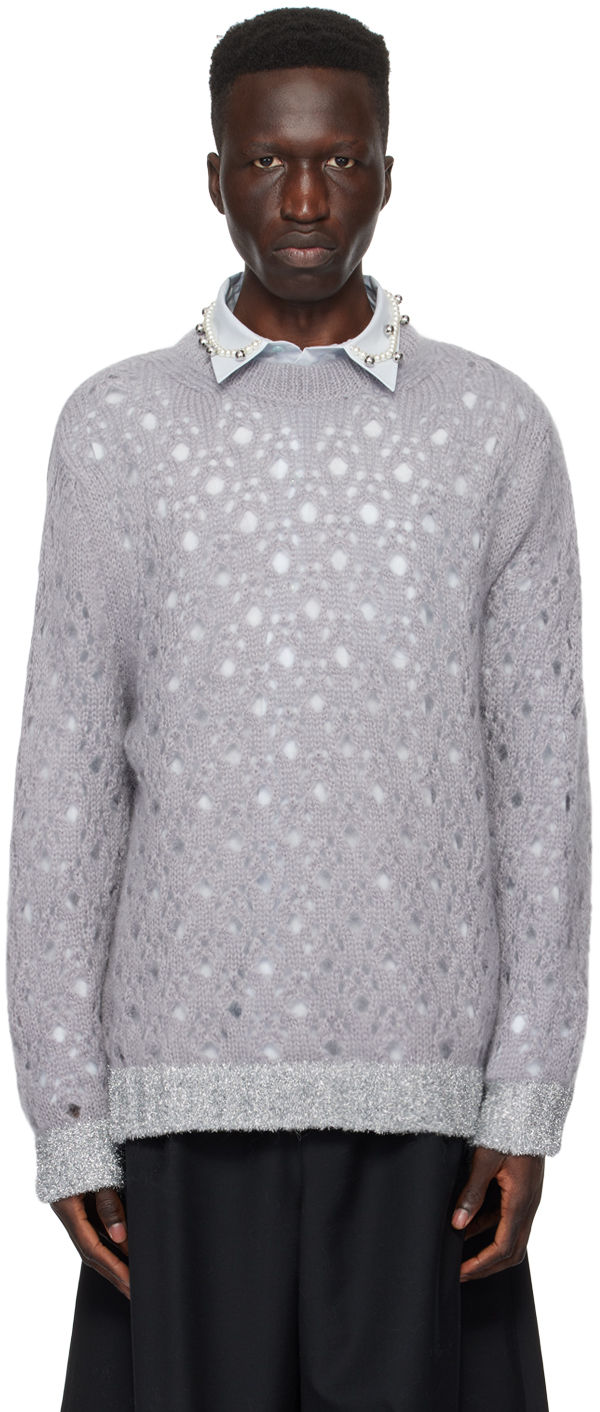 Shop Simone Rocha Gray Tinsel Sweater In Light Grey