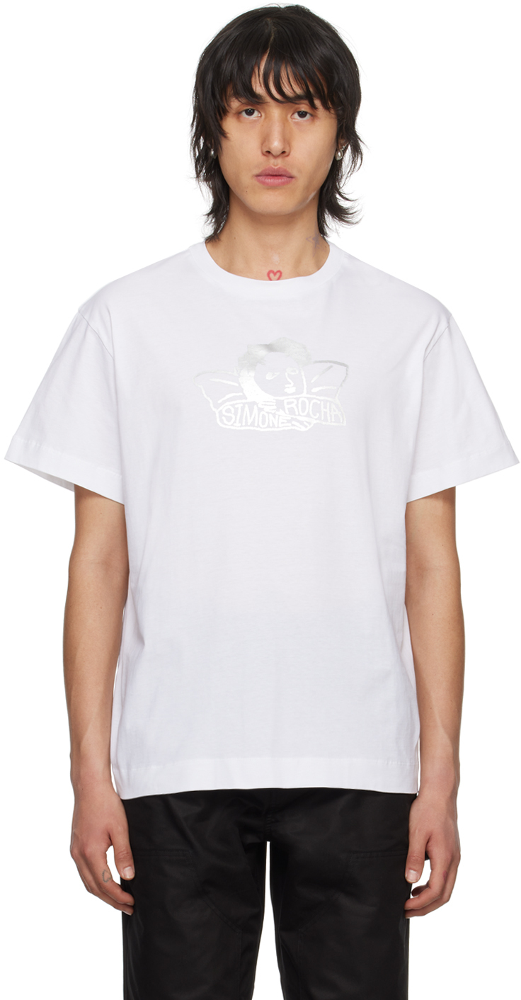 Shop Simone Rocha White Angel T-shirt In White/silver