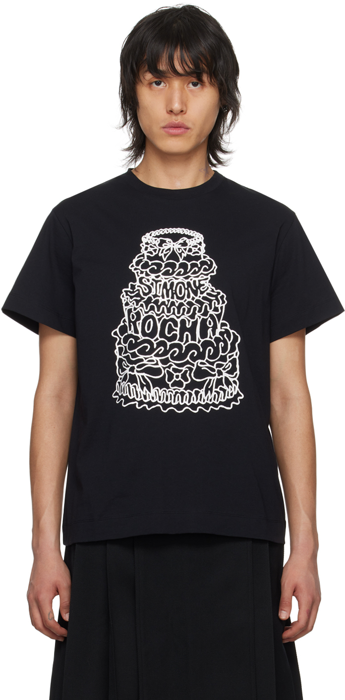 Simone Rocha Black Printed T-shirt In Black/white