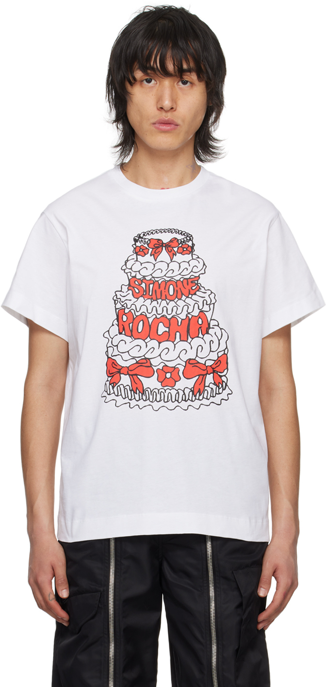 White Printed T-Shirt by Simone Rocha on Sale