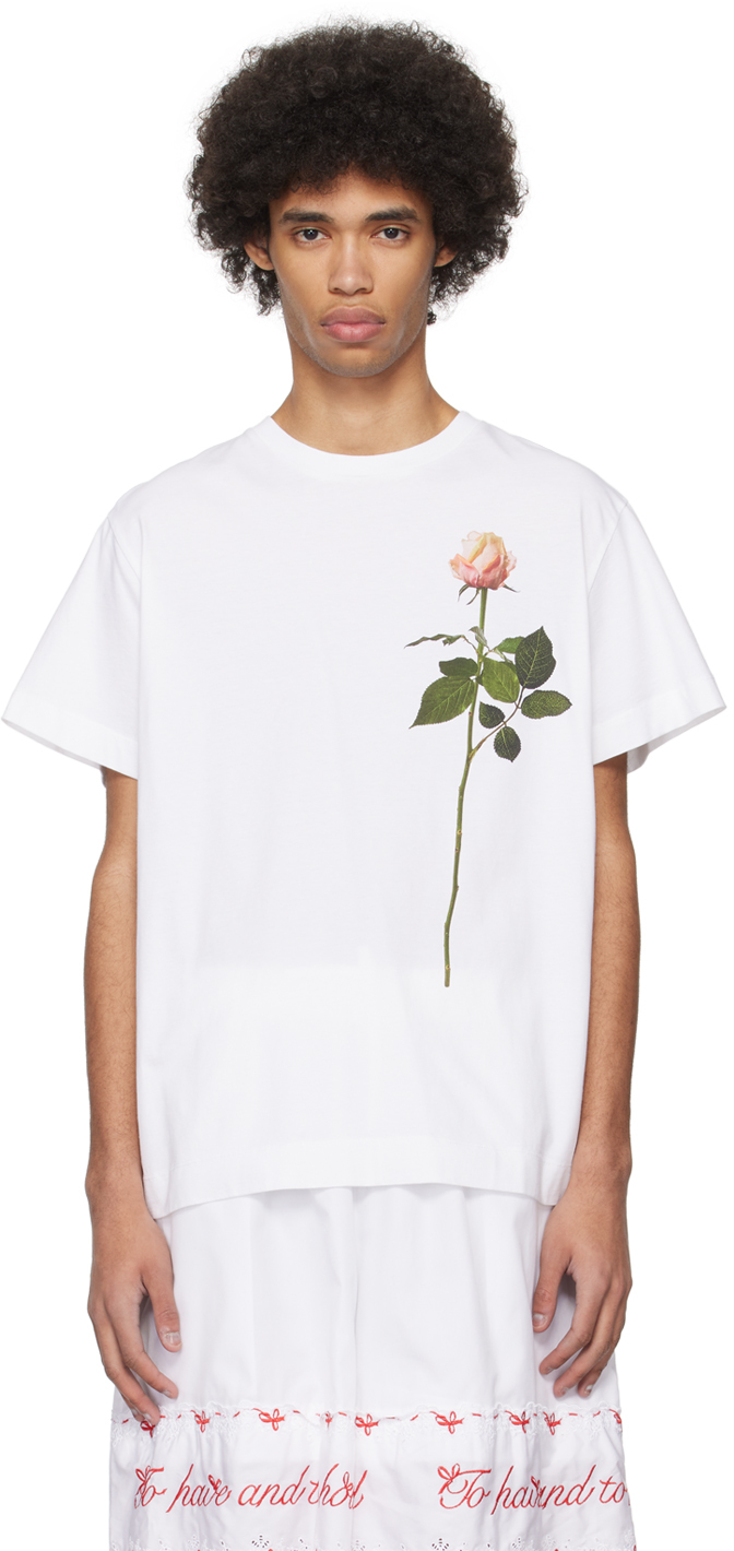 ホワイト Rose Tシャツ