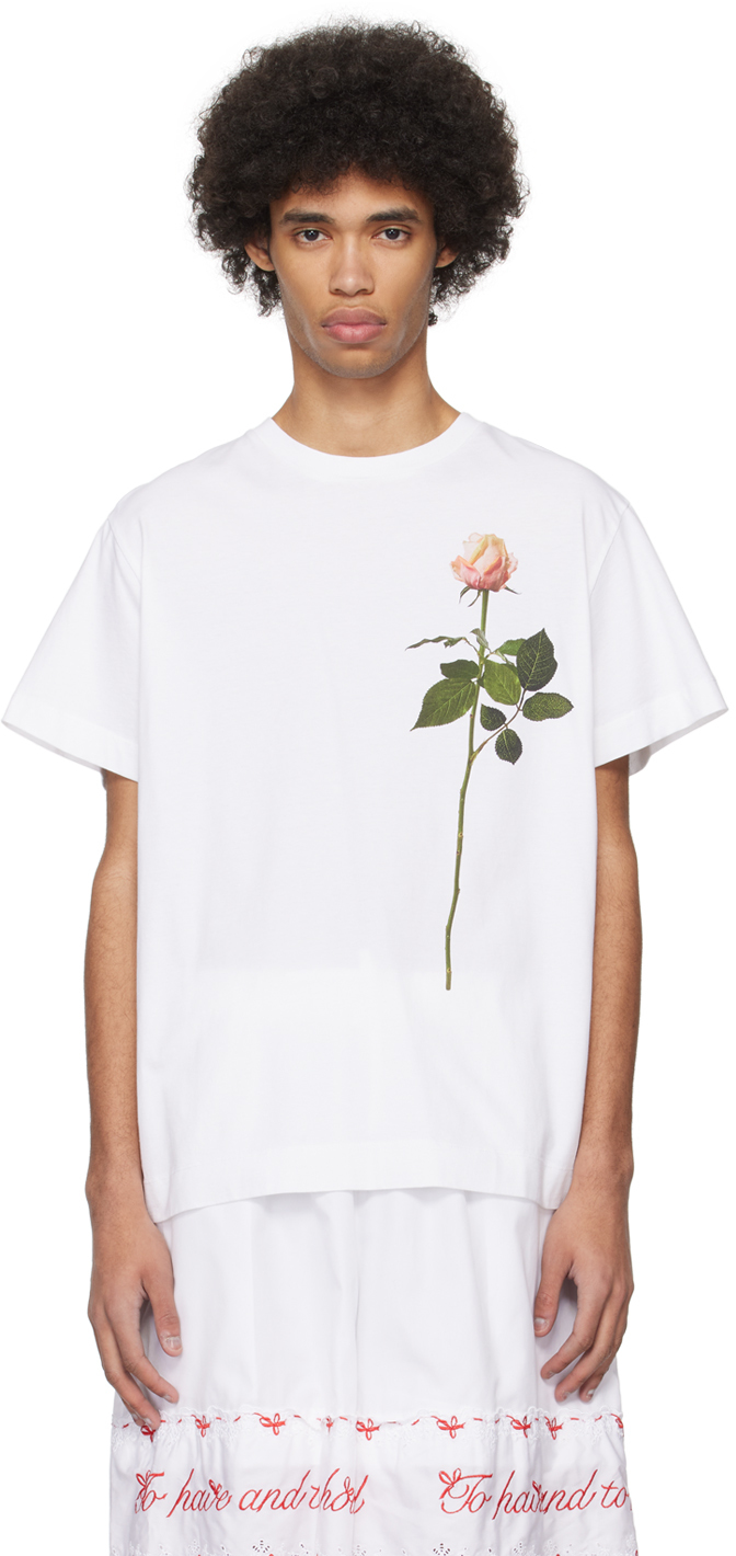 Shop Simone Rocha White Rose T-shirt