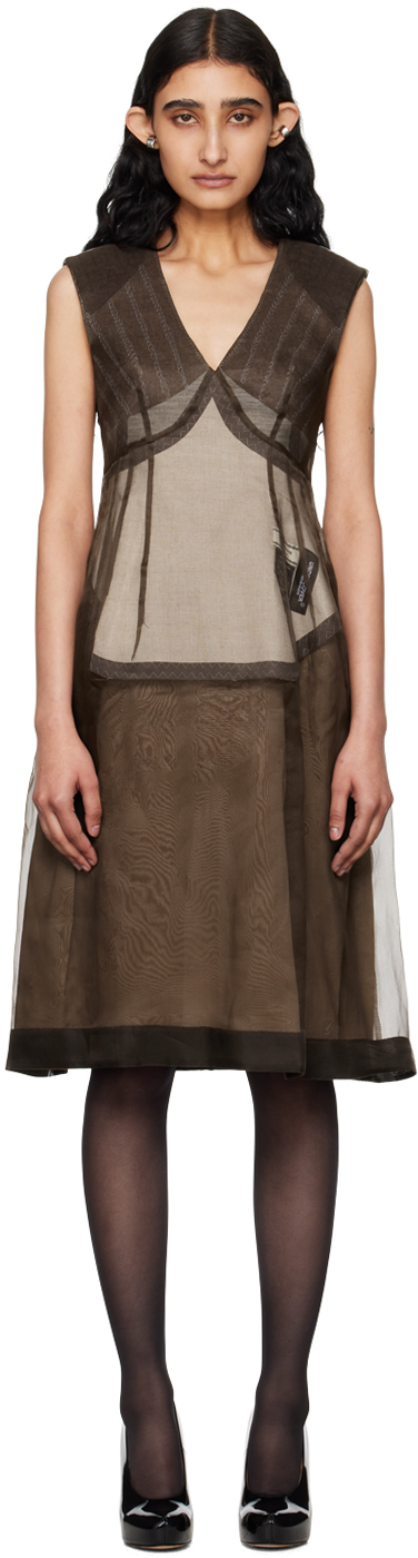 Brown Sheer Midi Dress