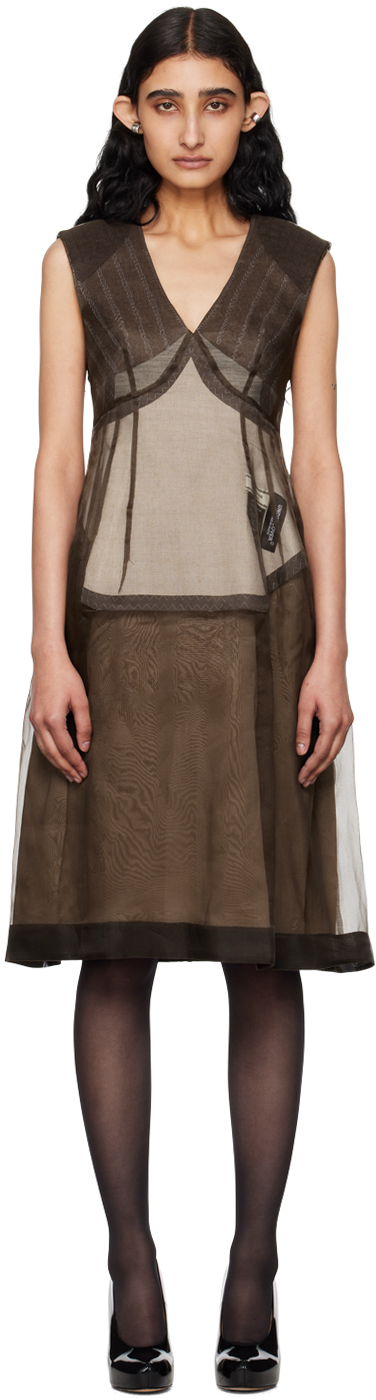Undercover Brown Sheer Midi Dress
