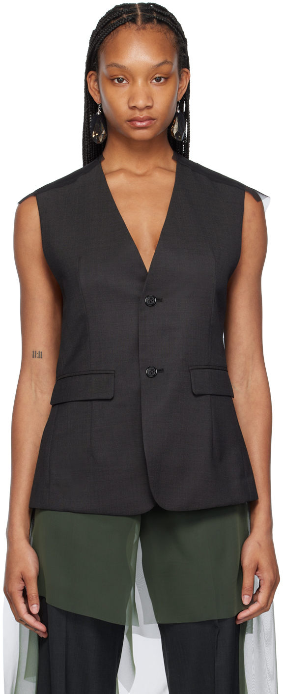 Shop Undercover Gray Overlay Vest In Charcoal