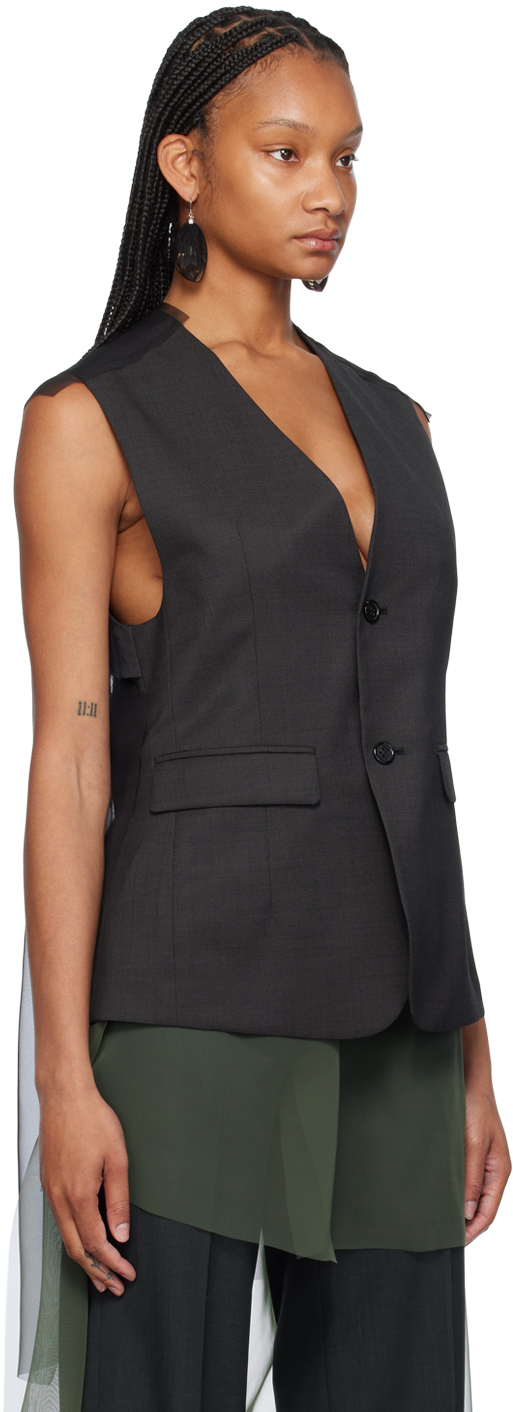 Shop Undercover Gray Overlay Vest In Charcoal