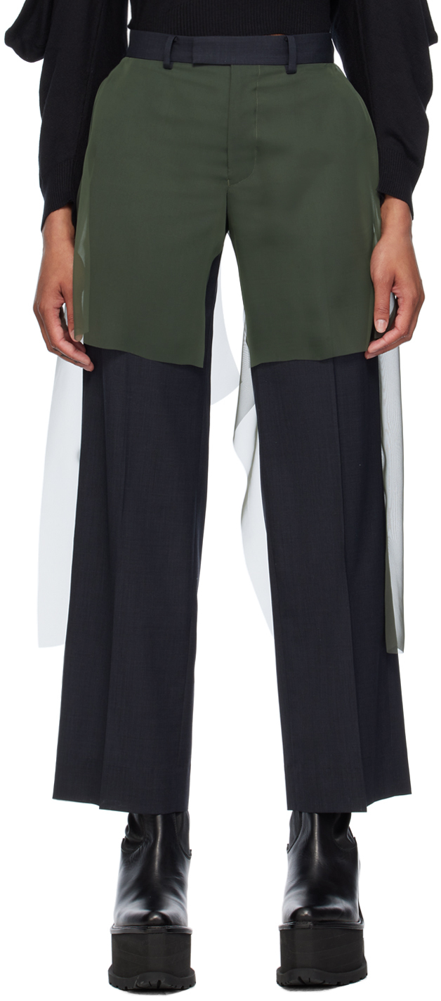 Undercover Gray Layered Trousers In Charcoal