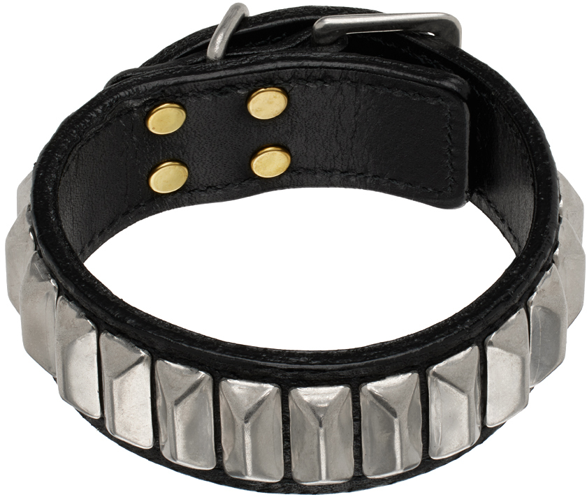 Black & Silver Leather Bracelet