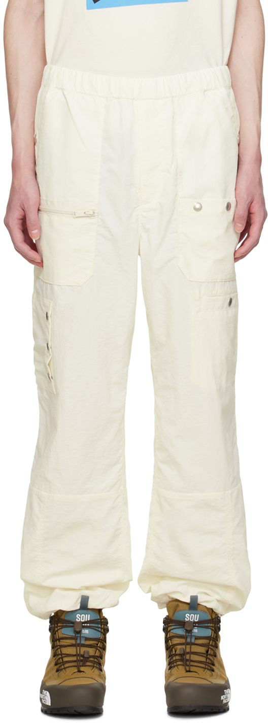 Undercover Off-white Crinkled Cargo Trousers In Off White