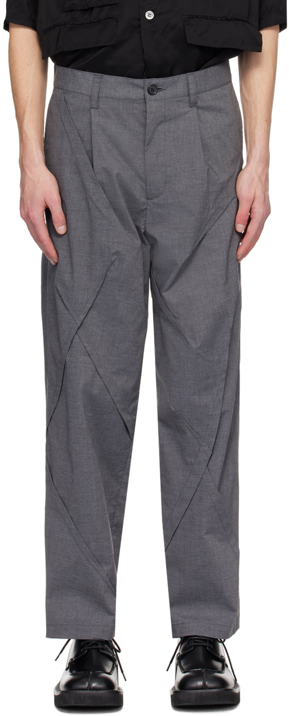 Gray Paneled Trousers