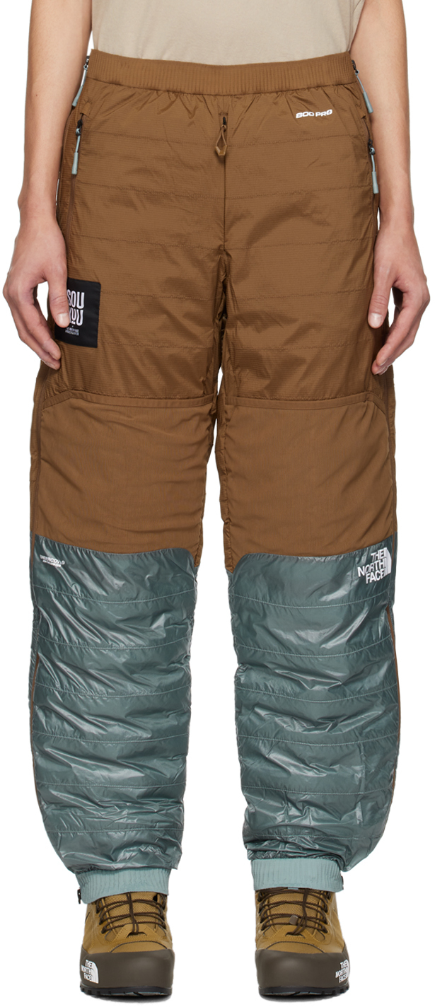 Undercover Brown & Blue The North Face Edition Down Trousers In Sepia Brown/con