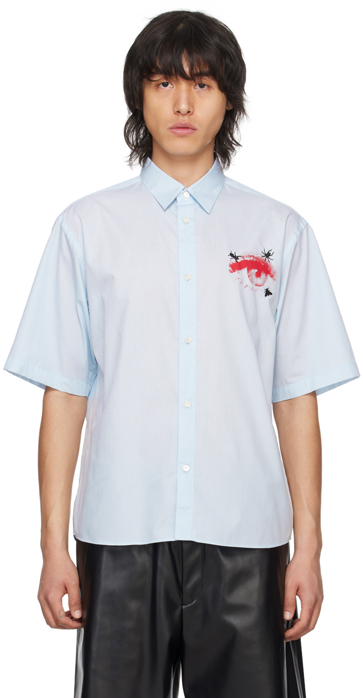 Undercover Blue Embroidered Shirt In Light Blue